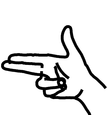 Hand die drei Finger zeigt